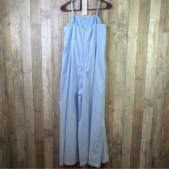 OOTD Rocks XL Light Blue Capri Wide Leg Sleeveless Jumpsuit Adjustable S… - Picture 2 of 14
